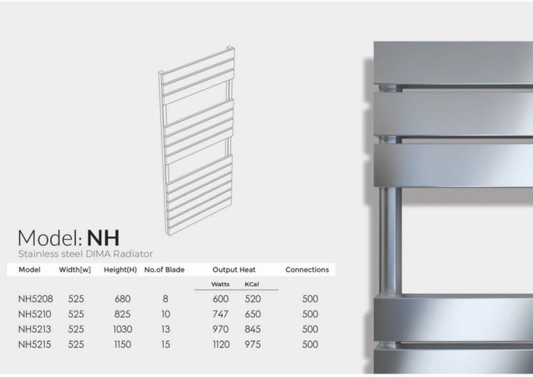 DIMA NH model steel towel dryer and radiator