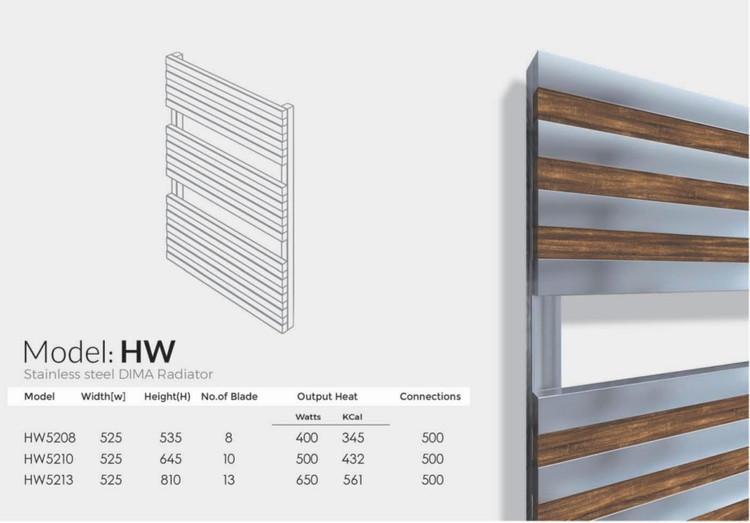 DIMA H&HW model steel towel dryer and radiator