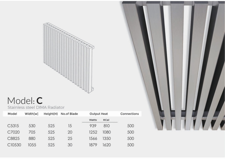 DIMA C model steel towel dryer and radiator