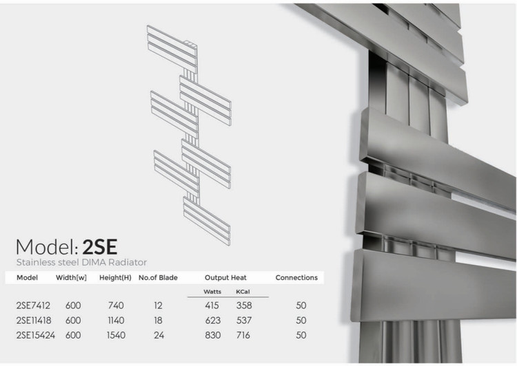 DIMA 2SE model steel towel dryer and radiator